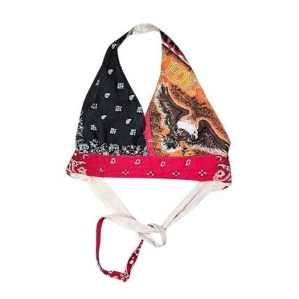 Handmade Bandana Halter Top Upcycled Eagle Harley Aesthetic Crop Biker festival